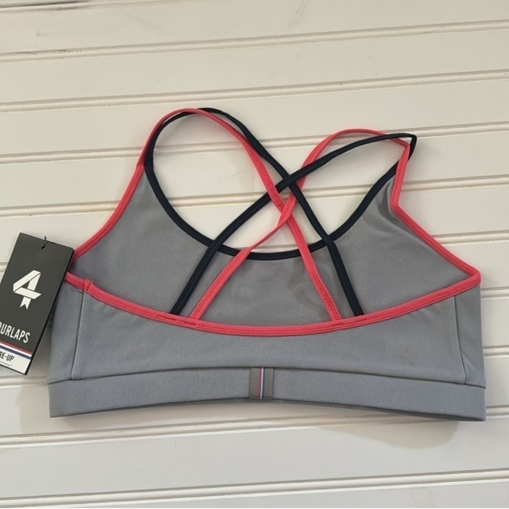 Fourlaps Women's Vitality Sports Bra Silver Workout Fitness Strappy Size S - Picture 5 of 7